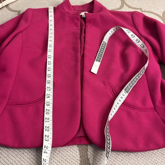 Chicos Pink dressy  front Pockets Hook and Eye closure collarless blazer jacket - Picture 7 of 15